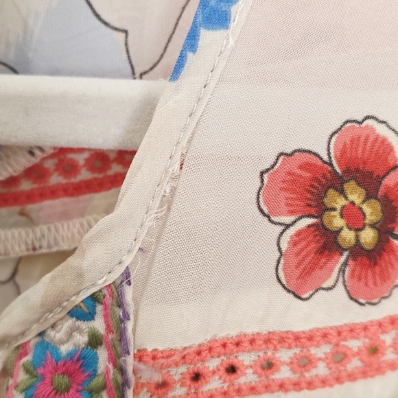 Johnny Was Embroidered Sakuro Bohemian Cap Short Sleeves Women's Size M - Picture 6 of 8